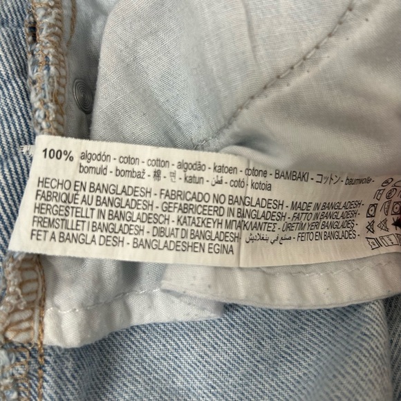 Zara High Rise Denim Cutoff Shorts 4 Blue Distressed Raw Hem Casual Festival - Picture 9 of 11